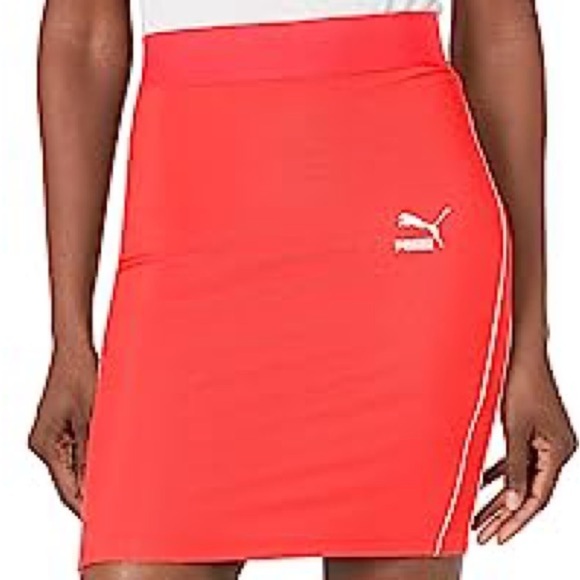 PUMA Classic rib fitted mini‎ skirt in neon pink alert - Picture 1 of 8